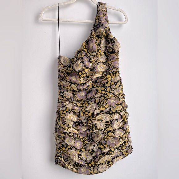 NWT Zara Gorgeous Floral One-Shoulder Dress Sz S - Picture 3 of 6